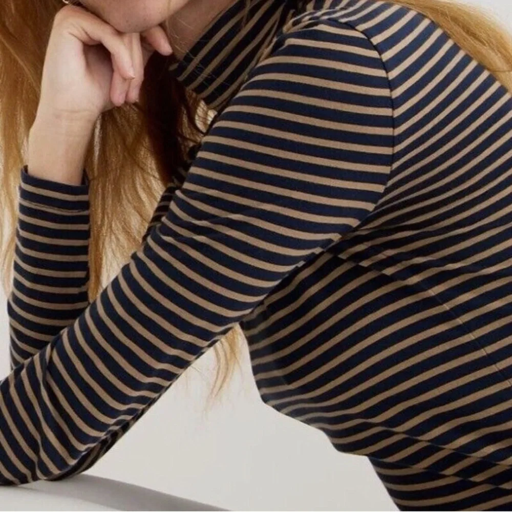 ⭐️5/$25⭐️ J. Crew Striped Blue Tan Turtleneck Blouse